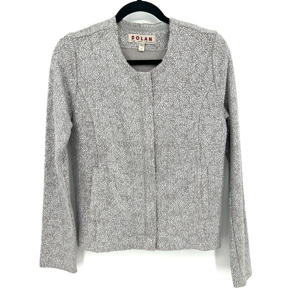 DOLAN Left Coast Collection Gray Silver Metallic Full Zip Jacket Size XS